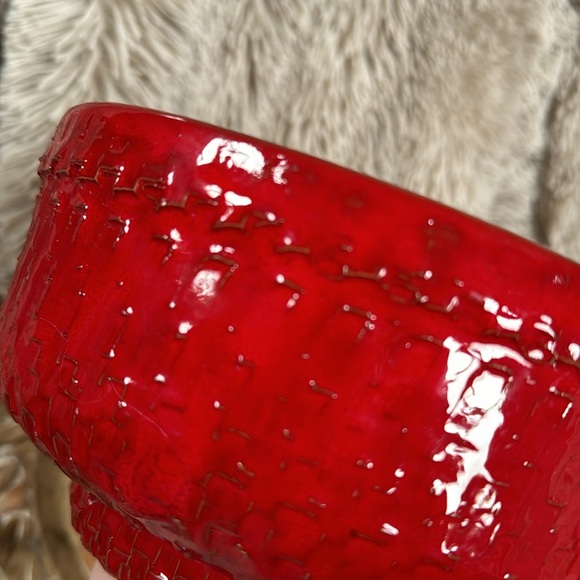 VINTAGE RED HANDMADE IN ITALY POTTERY BOWL BITOSSI STYLE EUC - Picture 5 of 9